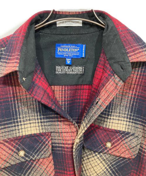 PENDLETON（ペンドルトン）PENDLETON (ペンドルトン) Deluxe (デラックス) 長袖チェックシャツ レッド サイズ:Ｍの古着・服飾アイテム