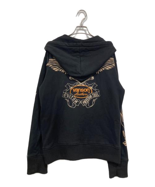 VANSON（バンソン）VANSON (バンソン) スカル刺繍ジップパーカー ブラック サイズ:XLの古着・服飾アイテム