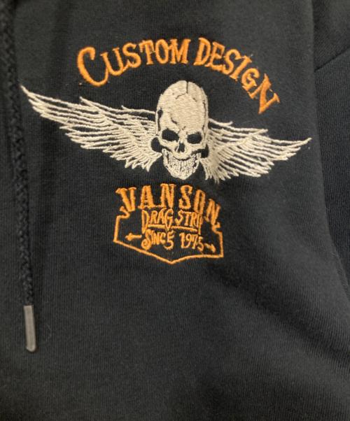 VANSON（バンソン）VANSON (バンソン) スカル刺繍ジップパーカー ブラック サイズ:XLの古着・服飾アイテム
