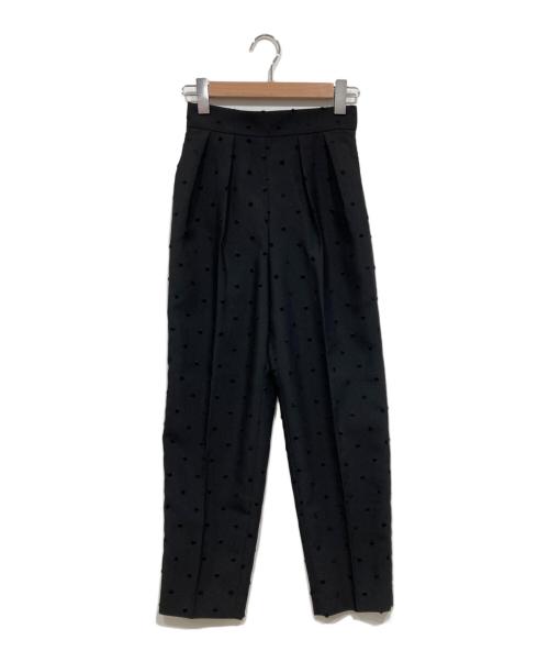 NOLLEY'S（ノーリーズ）NOLLEY'S (ノーリーズ) ウォッシャブルドットツッキリツータックテーパードパンツ ブラック サイズ:34　ウエスト56~61の古着・服飾アイテム