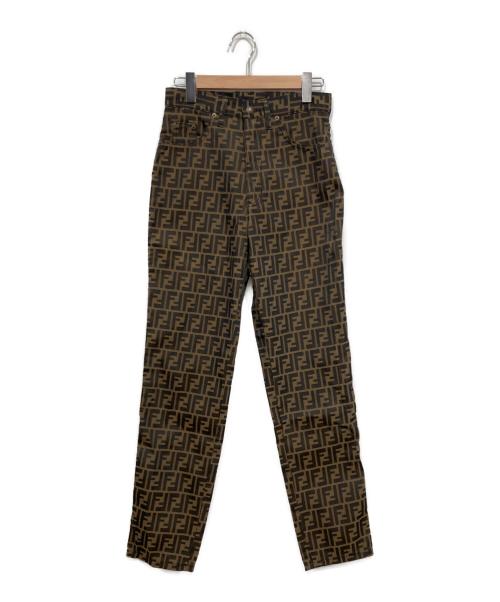 FENDI（フェンディ）FENDI (フェンディ) ズッカ柄パンツ ブラック×ブラウン サイズ:30INCHの古着・服飾アイテム