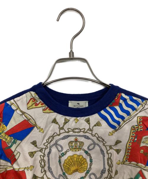ETRO（エトロ）ETRO (エトロ) スカーフ柄 半袖ニット ネイビー サイズ:38の古着・服飾アイテム