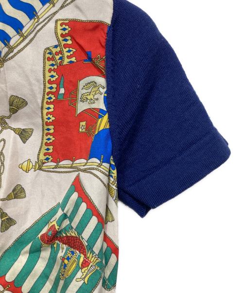 ETRO（エトロ）ETRO (エトロ) スカーフ柄 半袖ニット ネイビー サイズ:38の古着・服飾アイテム