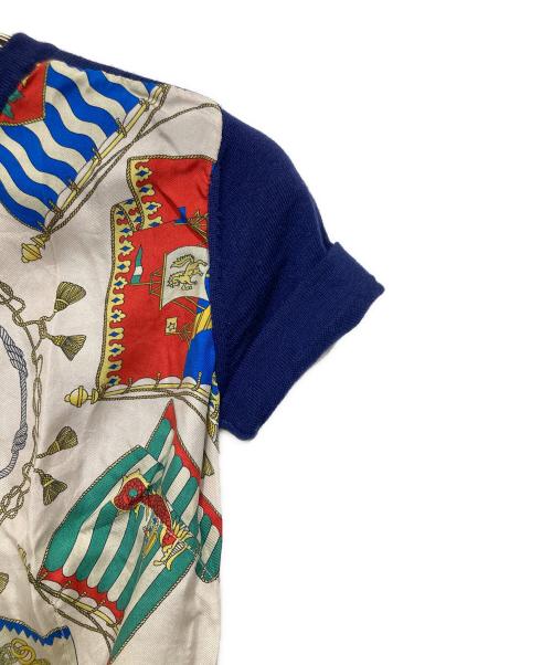 ETRO（エトロ）ETRO (エトロ) スカーフ柄 半袖ニット ネイビー サイズ:38の古着・服飾アイテム
