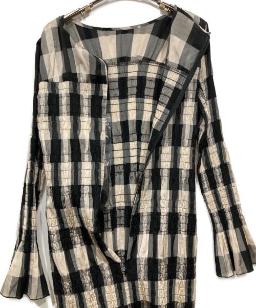 CLANE（クラネ）CLANE (クラネ) シャーリングロングワンピース / SHIRRING LONG ONEPIECE ベージュ×ブラック サイズ:1の古着・服飾アイテム