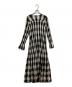 CLANE（クラネ）の古着「シャーリングロングワンピース / SHIRRING LONG ONEPIECE」｜ベージュ×ブラック