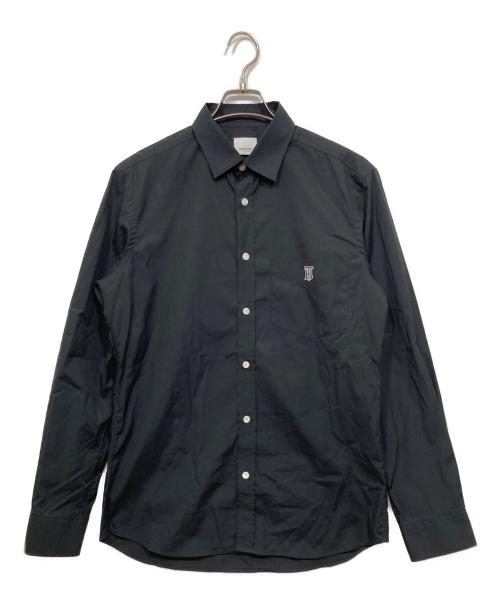 BURBERRY（バーバリー）BURBERRY (バーバリー) ロゴ刺繍シャツ ブラック サイズ:Ｍの古着・服飾アイテム