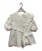 CECILIE BAHNSENセシリーバンセン）の古着「Carlotta Ruffled Cotton-Blend Poplin Top/ フリルブラウス」｜ホワイト