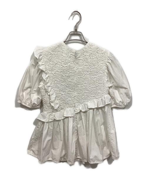 CECILIE BAHNSEN（セシリーバンセン）CECILIE BAHNSEN (セシリーバンセン) Carlotta Ruffled Cotton-Blend Poplin Top/ フリルブラウス ホワイト サイズ:UK8（S~Mサイズ相当）の古着・服飾アイテム