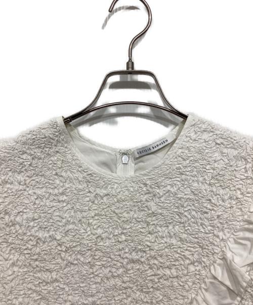 CECILIE BAHNSEN（セシリーバンセン）CECILIE BAHNSEN (セシリーバンセン) Carlotta Ruffled Cotton-Blend Poplin Top/ フリルブラウス ホワイト サイズ:UK8（S~Mサイズ相当）の古着・服飾アイテム