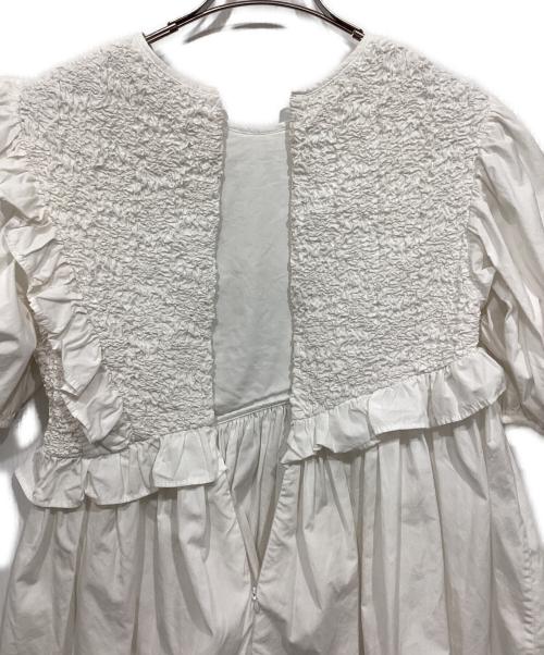 CECILIE BAHNSEN（セシリーバンセン）CECILIE BAHNSEN (セシリーバンセン) Carlotta Ruffled Cotton-Blend Poplin Top/ フリルブラウス ホワイト サイズ:UK8（S~Mサイズ相当）の古着・服飾アイテム