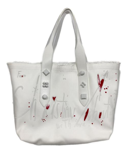 Christian Louboutin（クリスチャン・ルブタン）Christian Louboutin (クリスチャン・ルブタン) フランジバス Frangibus キャンバスレザートートバッグ ホワイトの古着・服飾アイテム