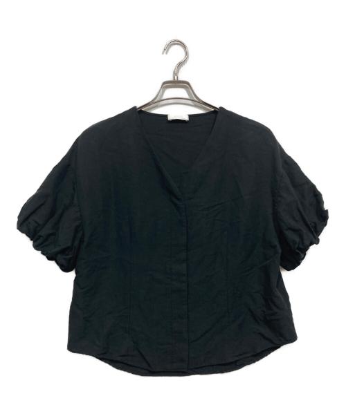 journal standard L'essage（ジャーナルスタンダード レサージュ）journal standard L'essage (ジャーナルスタンダード レサージュ) ヴィスリネンVネックブラウス ブラック サイズ:FREEの古着・服飾アイテム