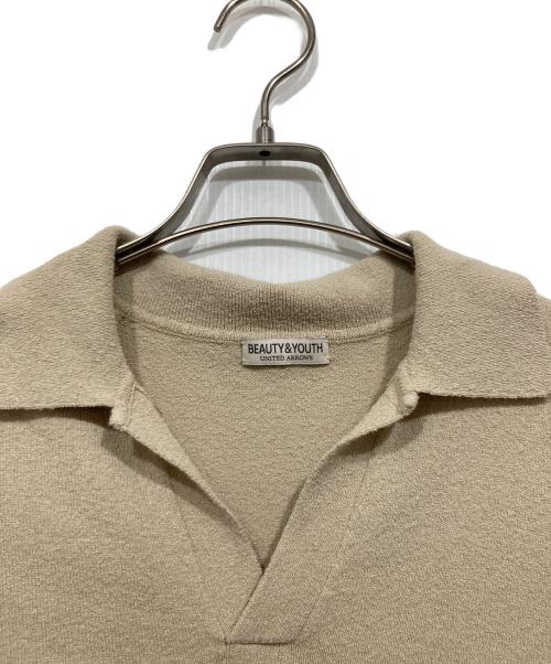 BEAUTY&YOUTH（ビューティーアンドユース）BEAUTY&YOUTH (ビューティーアンドユース) ニットポロシャツ ベージュ サイズ:Lの古着・服飾アイテム