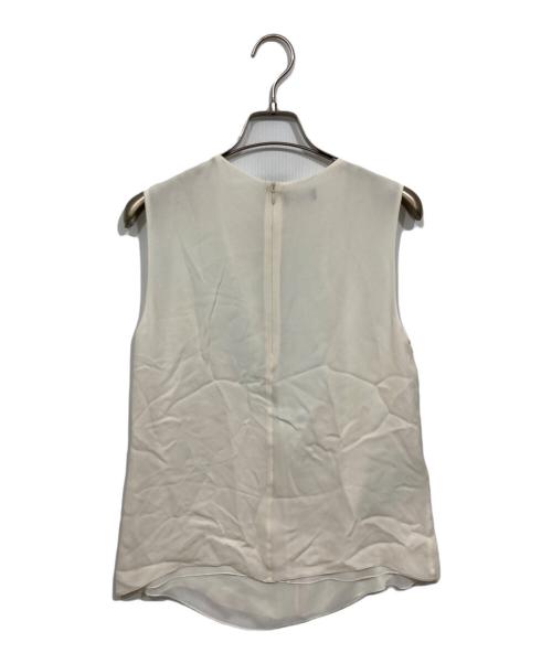 EMPORIO ARMANI（エンポリオアルマーニ）EMPORIO ARMANI (エンポリオアルマーニ) デザインシルクノースリーブブラウス ホワイト サイズ:Sの古着・服飾アイテム