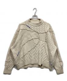 ZARA×ADER error（ザラ×アーダーエラー）の古着「パッチワークオーバーサイズニット」｜ホワイト