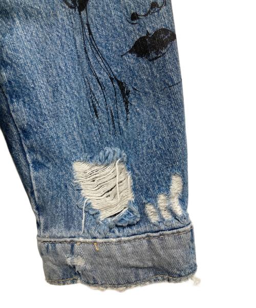 ZARA（ザラ）ZARA (ザラ) ペイントクラッシュ加工デニムジャケット ブルー サイズ:XLの古着・服飾アイテム