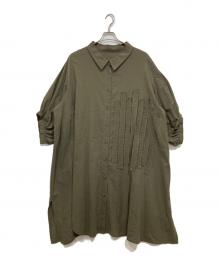慈雨（ジウ）の古着「デザインシャツワンピース」｜グリーン