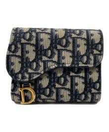 Christian Dior（クリスチャン ディオール）の古着「トロッター3つ折りサドルウォレット財布」｜ネイビー