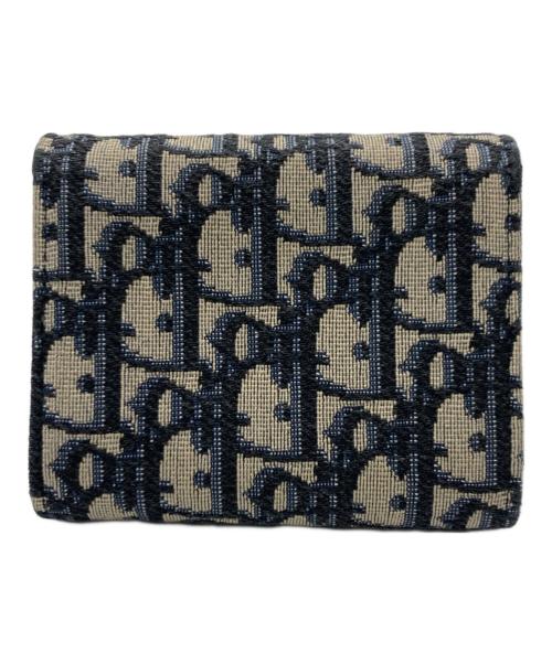 Christian Dior（クリスチャン ディオール）Christian Dior (クリスチャン ディオール) トロッター3つ折りサドルウォレット財布 ネイビーの古着・服飾アイテム
