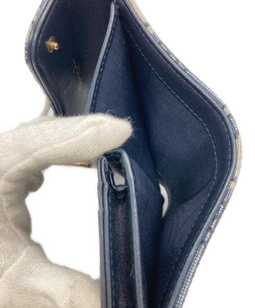 Christian Dior（クリスチャン ディオール）Christian Dior (クリスチャン ディオール) トロッター3つ折りサドルウォレット財布 ネイビーの古着・服飾アイテム