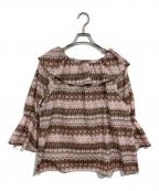 BLUE LABEL CRESTBRIDGEブルーレーベルクレストブリッジ）の古着「スケッチプリントブラウス」｜ピンク