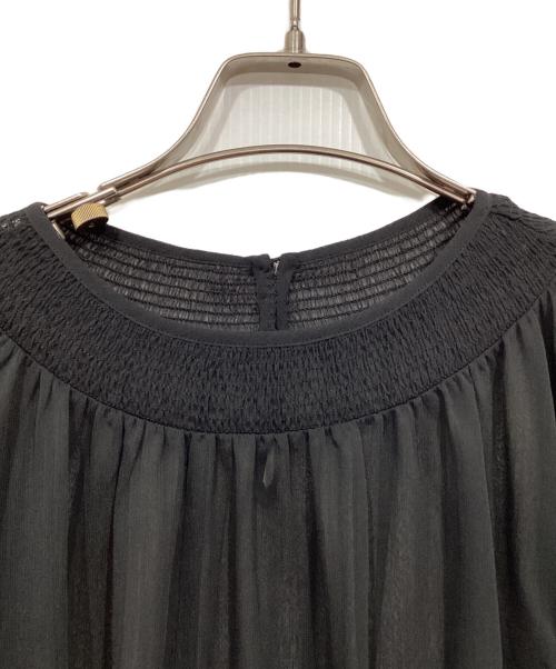 BALLSEY（ボールジィ）BALLSEY (ボールジィ) リバーレースコンビ シャーリングネックブラウス ブラック サイズ:36の古着・服飾アイテム