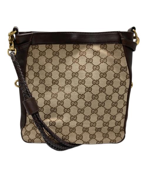 GUCCI（グッチ）GUCCI (グッチ) GGキャンバスショルダーバッグ ブラウンの古着・服飾アイテム