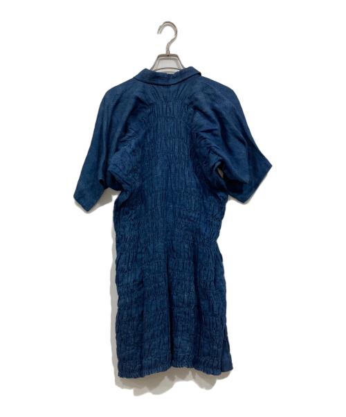 COMME des GARCONS（コムデギャルソン）COMME des GARCONS (コムデギャルソン) チャイナボタンリネンワンピース ブルー サイズ:Mの古着・服飾アイテム
