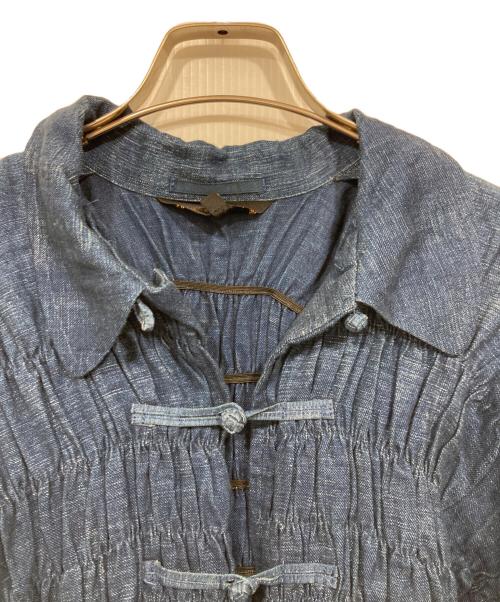 COMME des GARCONS（コムデギャルソン）COMME des GARCONS (コムデギャルソン) チャイナボタンリネンワンピース ブルー サイズ:Mの古着・服飾アイテム