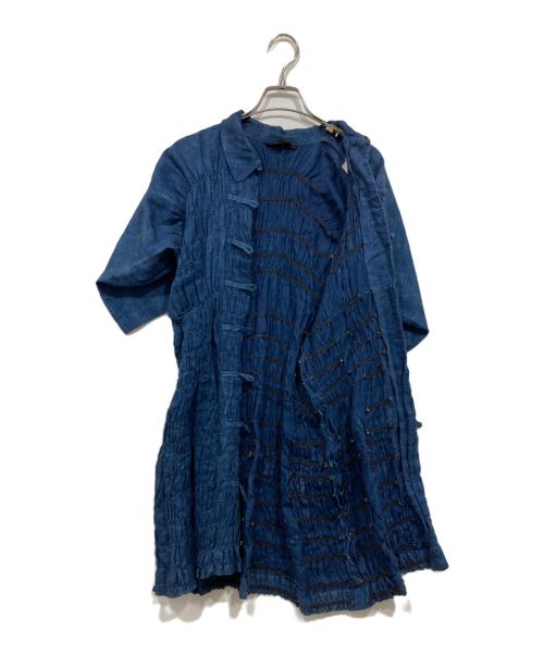 COMME des GARCONS（コムデギャルソン）COMME des GARCONS (コムデギャルソン) チャイナボタンリネンワンピース ブルー サイズ:Mの古着・服飾アイテム