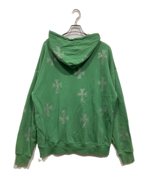 unknown（アンノウン）Unknown (アンノウン) ラインストーンクロスジップジップパーカー グリーン サイズ:Ｌの古着・服飾アイテム