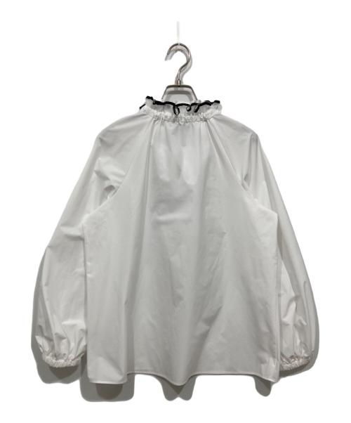 UNITED ARROWS（ユナイテッドアローズ）UNITED ARROWS (ユナイテッドアローズ) オーガンジーフリル バイカラーリボン ブラウス ホワイト サイズ:表記なしの古着・服飾アイテム