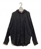 DIESELディーゼル）の古着「S-DEWNY-HOODフーデッドチェックシャツ」｜ブラック