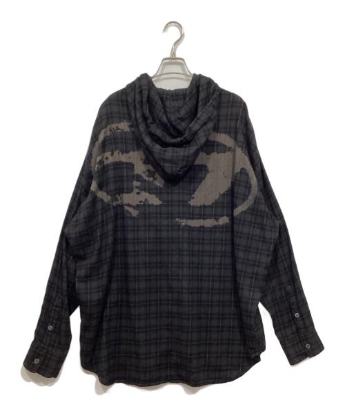 DIESEL（ディーゼル）DIESEL (ディーゼル) S-DEWNY-HOODフーデッドチェックシャツ ブラック サイズ:44の古着・服飾アイテム