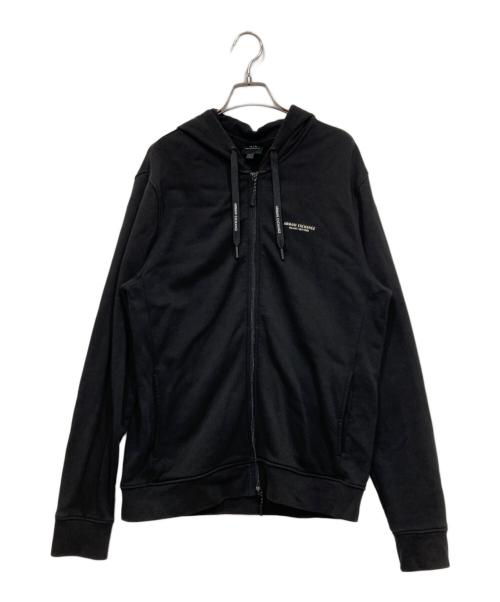 ARMANI EXCHANGE（アルマーニ エクスチェンジ）ARMANI EXCHANGE (アルマーニ エクスチェンジ) ロゴジップパーカー ブラック サイズ:Ｌの古着・服飾アイテム