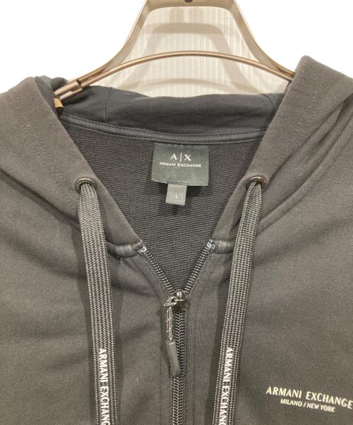 ARMANI EXCHANGE（アルマーニ エクスチェンジ）ARMANI EXCHANGE (アルマーニ エクスチェンジ) ロゴジップパーカー ブラック サイズ:Ｌの古着・服飾アイテム