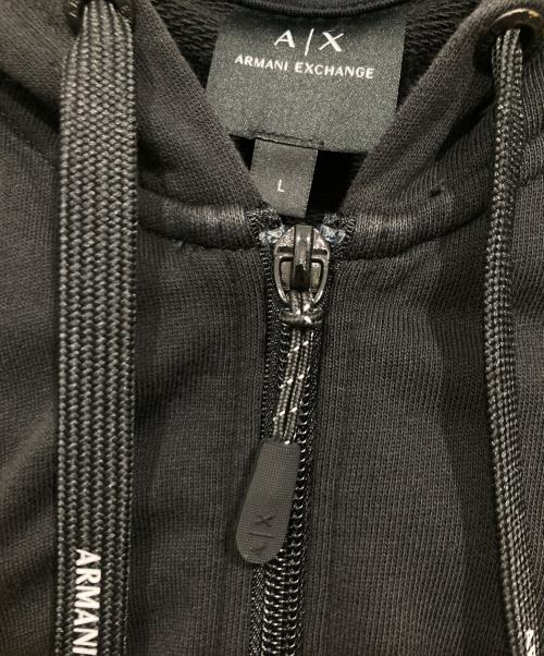 ARMANI EXCHANGE（アルマーニ エクスチェンジ）ARMANI EXCHANGE (アルマーニ エクスチェンジ) ロゴジップパーカー ブラック サイズ:Ｌの古着・服飾アイテム