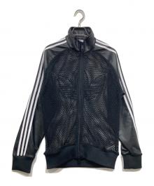adidas×JEREMY SCOTT（アディダス×ジェレミー スコット）の古着「フェイクレザーメッシュトラックトップ」｜ブラック