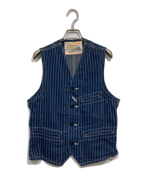 SUGAR CANE（シュガーケーン）SUGAR CANE (シュガーケーン) ウォバッシュストライプワークベスト / WABASH STRIPE WORK VEST インディゴ サイズ:36の古着・服飾アイテム