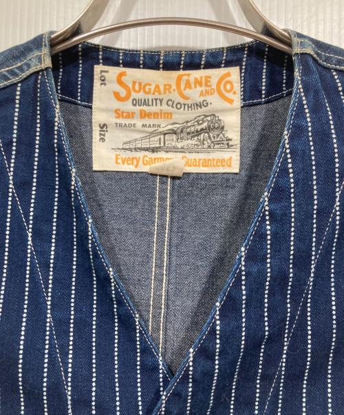 SUGAR CANE（シュガーケーン）SUGAR CANE (シュガーケーン) ウォバッシュストライプワークベスト / WABASH STRIPE WORK VEST インディゴ サイズ:36の古着・服飾アイテム