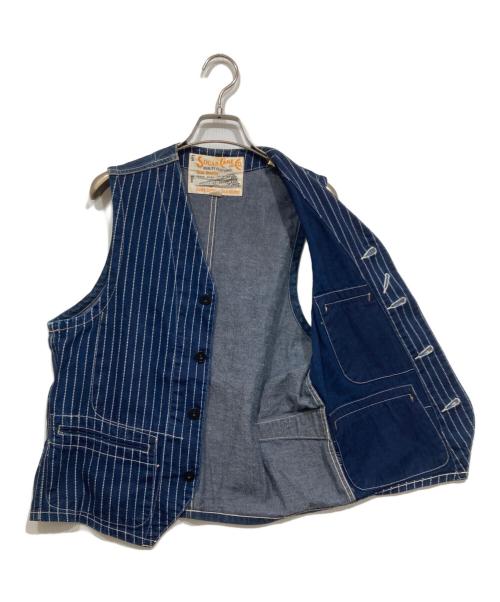SUGAR CANE（シュガーケーン）SUGAR CANE (シュガーケーン) ウォバッシュストライプワークベスト / WABASH STRIPE WORK VEST インディゴ サイズ:36の古着・服飾アイテム
