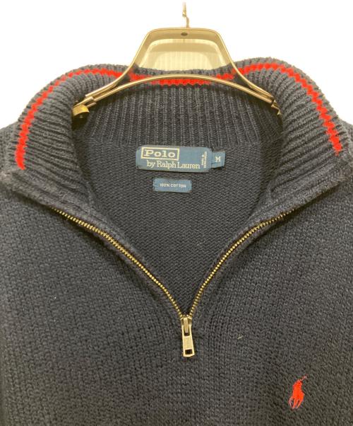 POLO RALPH LAUREN（ポロ・ラルフローレン）POLO RALPH LAUREN (ポロ・ラルフローレン) ハーフジップニット ネイビー サイズ:Mの古着・服飾アイテム