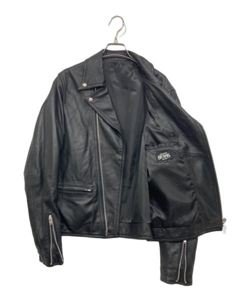 BEAMS（ビームス）BEAMS (ビームス) ラムレザーライダースジャケット ブラック サイズ:Lの古着・服飾アイテム