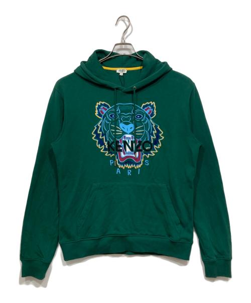 KENZO（ケンゾー）KENZO (ケンゾー) タイガー刺繍プルオーバーパーカー グリーン サイズ:Lの古着・服飾アイテム