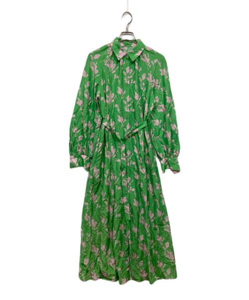 allureville（アルアバイル）allureville (アルアバイル) ツートンフラワーシャツワンピース グリーン サイズ:2の古着・服飾アイテム