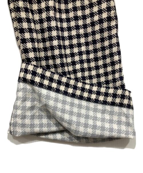DES PRES（デ プレ）DES PRES (デ プレ) スパンシルクチェック イージーストレートパンツ ブラック×ホワイト サイズ:36の古着・服飾アイテム