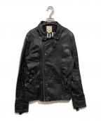 DIESELディーゼル）の古着「ラムレザーライダースジャケット」｜ブラック