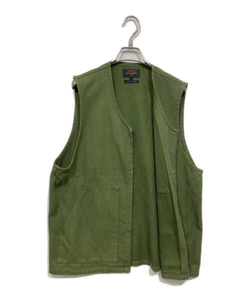 BEAMS PLUS（ビームスプラス）BEAMS PLUS (ビームスプラス) 強撚コットン オックスフォード ワークベスト グリーン サイズ:Lの古着・服飾アイテム