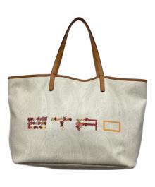 ETRO（エトロ）の古着「フラワーロゴプリントトートバッグ」｜ホワイト